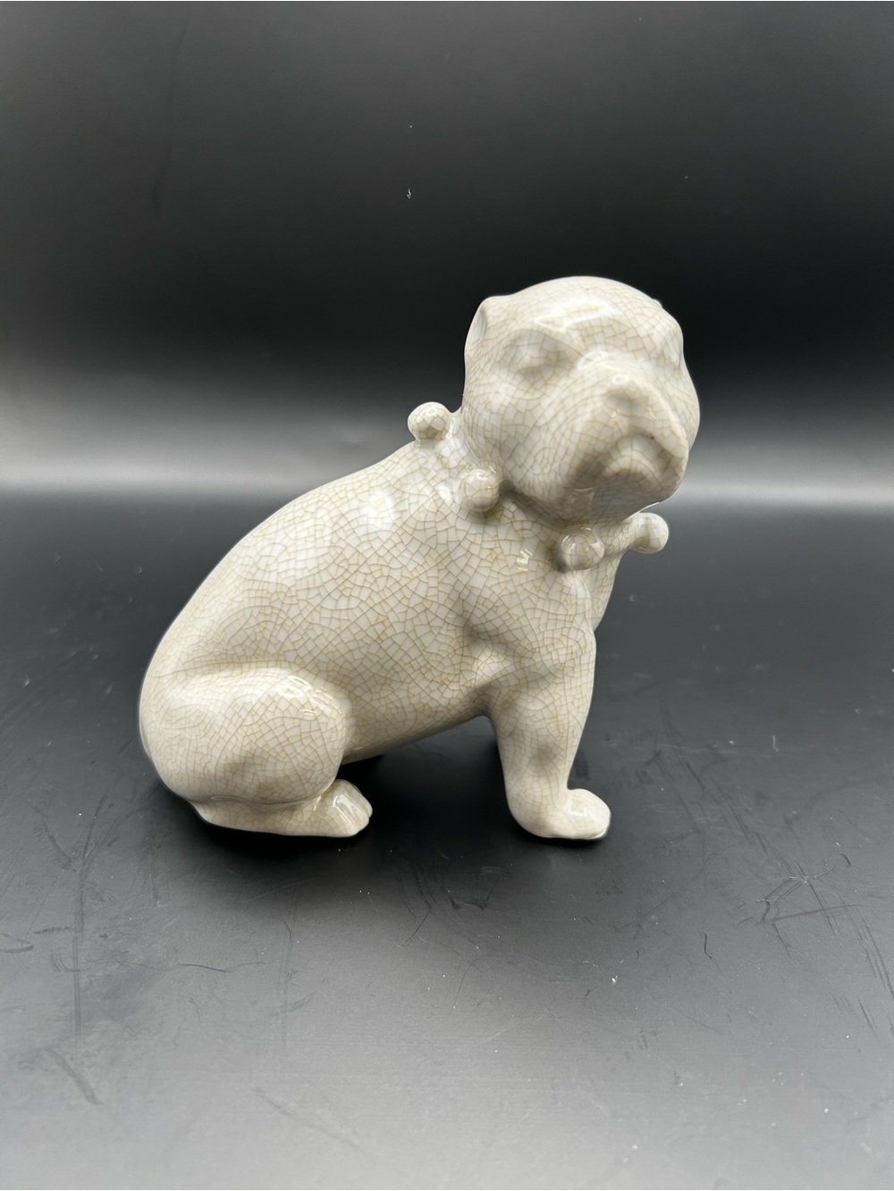 Crackle Glaze Ceramic Pitbull Figurine - Neutral